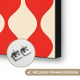 Golvend patroon - Retro - Rood - Beige Textielframe zwart klein 947 -USP_ophangsysteemNL