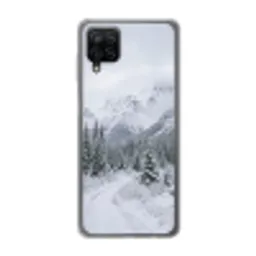 Weg - Bergen - Sneeuw - Naaldbos - Avontuurlijk Telefoonhoesje Samsung Galaxy A12 klein -3d