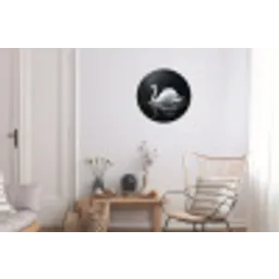 Zwaan - Water - Natuur - Realistisch - Wit Wandcirkel aluminium klein -woonkamer