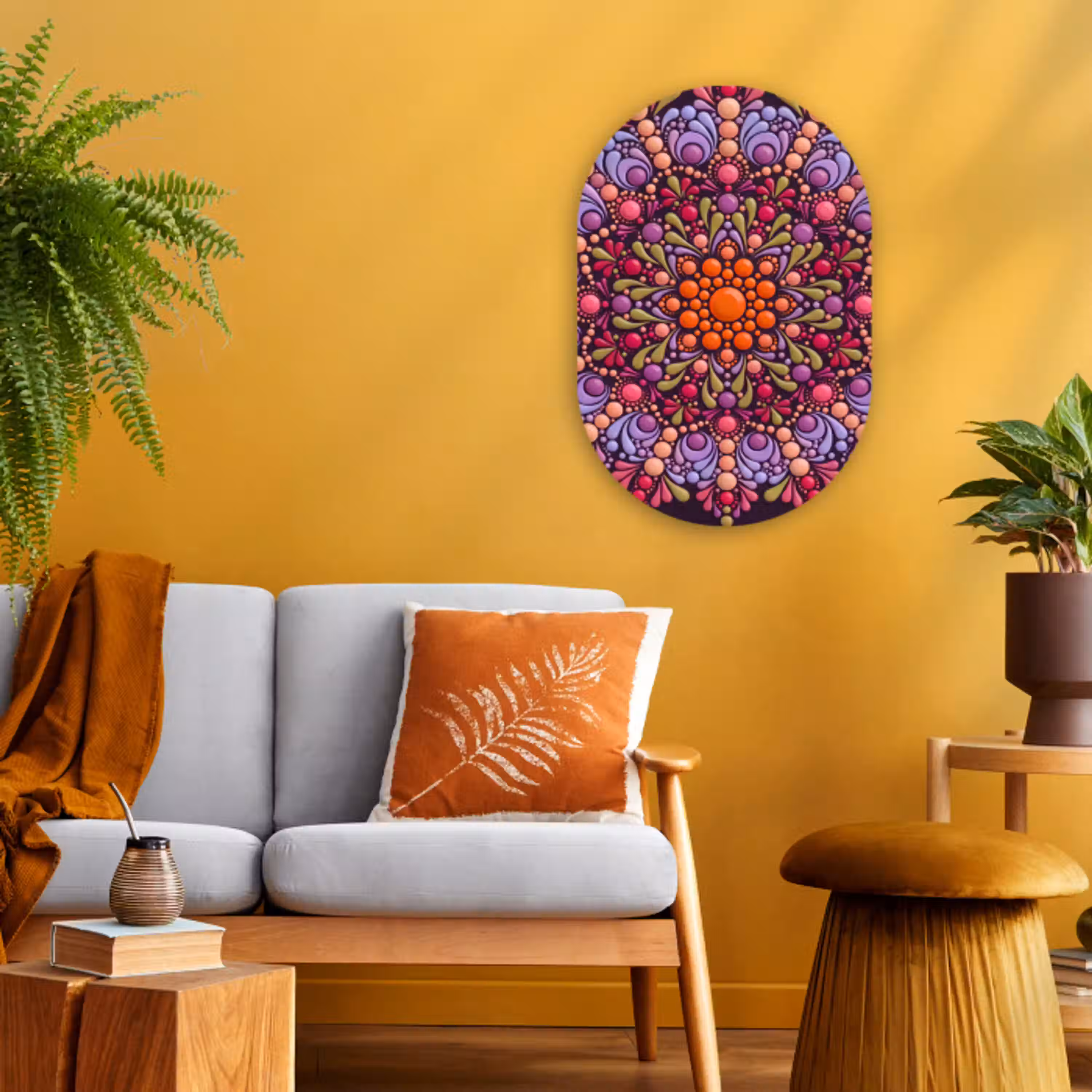 Patroon - Stippen - Abstract - Modern - Kleurrijk Wandcirkel Ovaal Forex klein -sfeer4