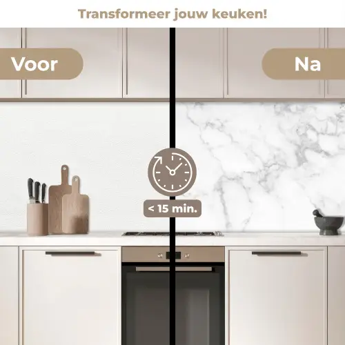 Marmer - Grijs - Wit - Marmerstructuur keuken achterwand 2 middel -voor-na2_NL