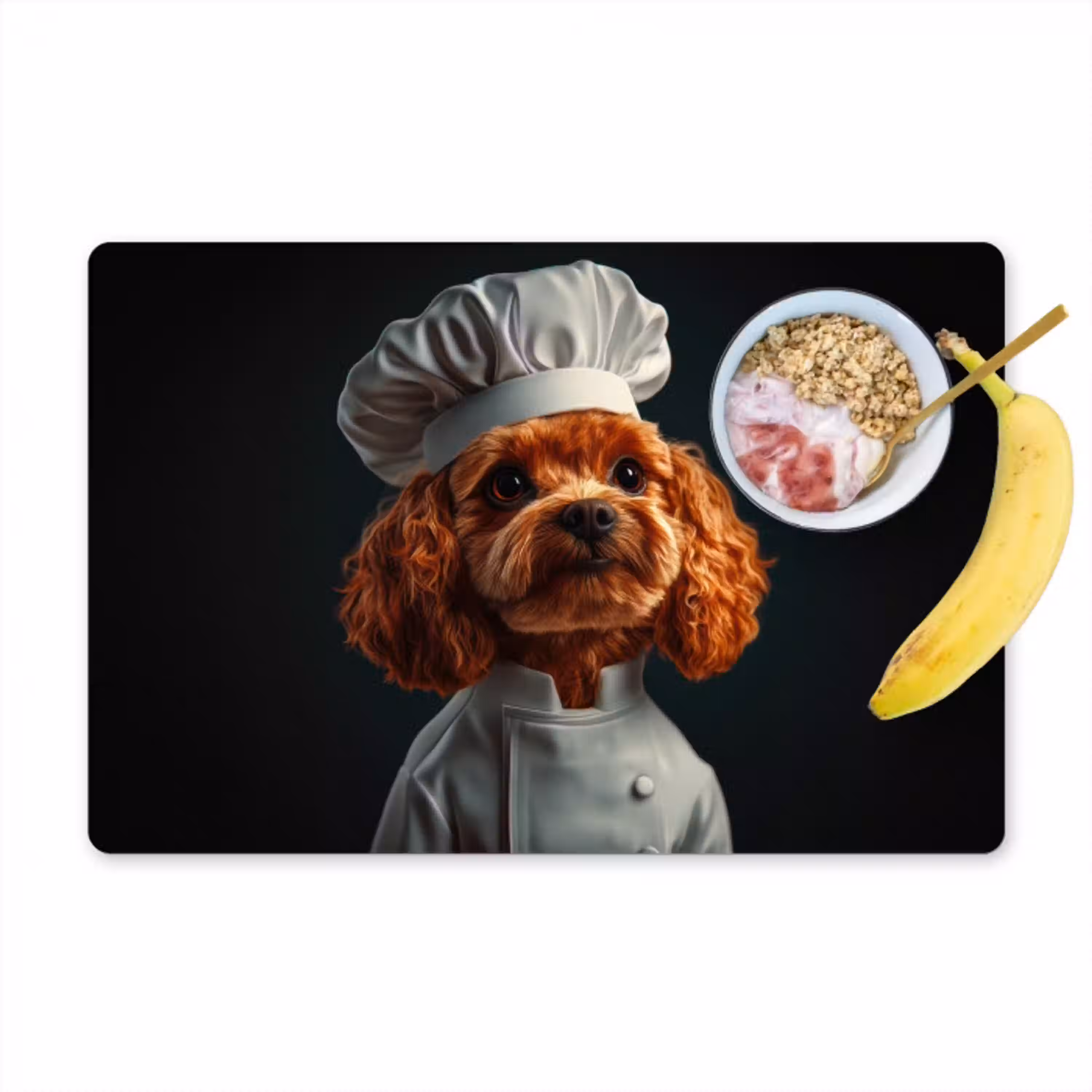 Bruin - Kok - Hondje Placemat vinyl groot -zzzproduct_Kitchenyeah-website