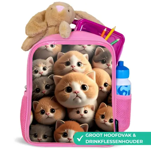 Knuffelkatjes Kinderrugzak - Roze middel -inhoud_NL