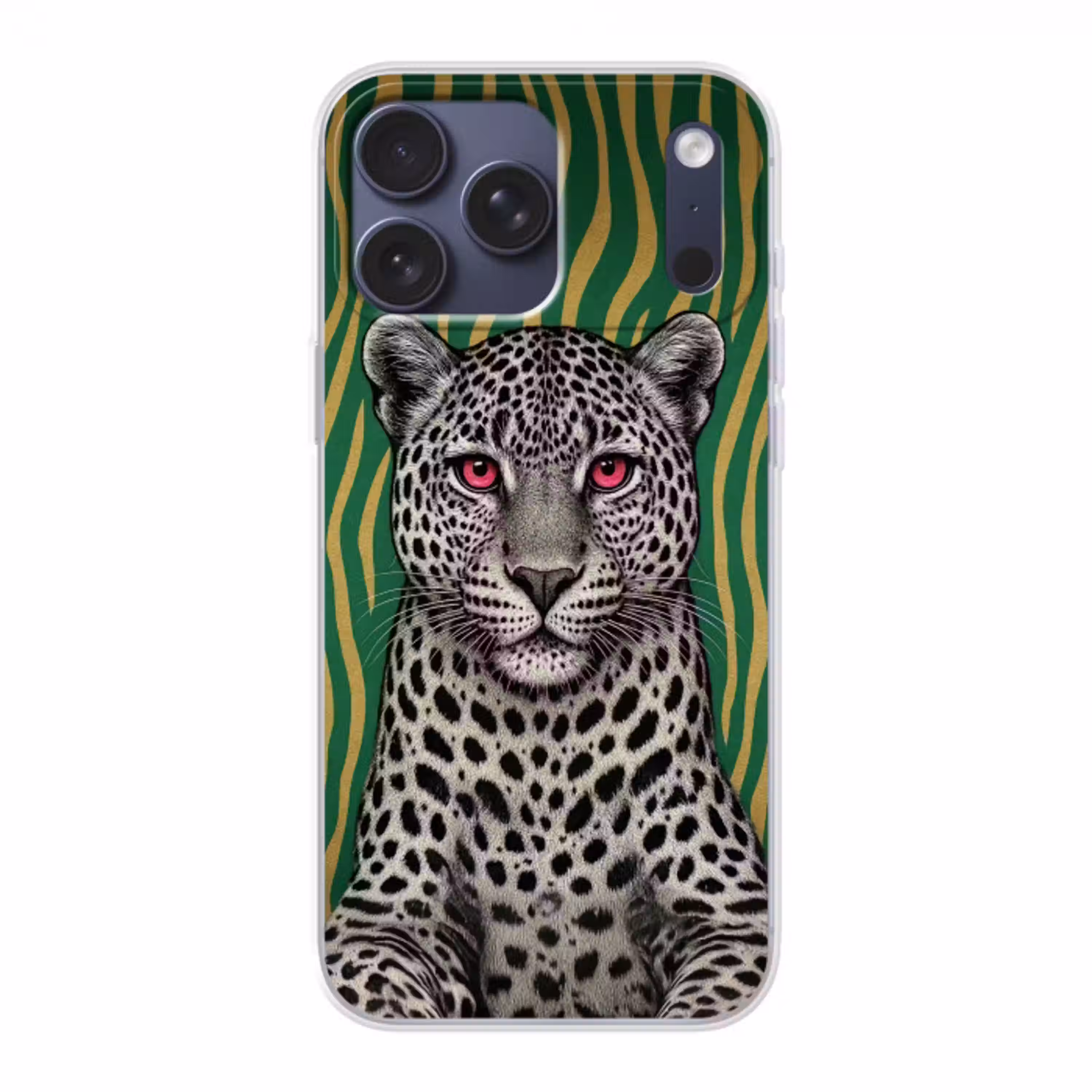 Panter - Zebrapatroon - Groen Telefoonhoesje iPhone 17 Pro Max klein -3d