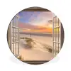 Doorkijk - Strand - Duinen - Natuur - Landschap Wandcirkel aluminium klein -3d