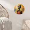 Vrouw - Ogen - Penseelstreken - Geel Wandcirkel behangsticker klein -sfeer4