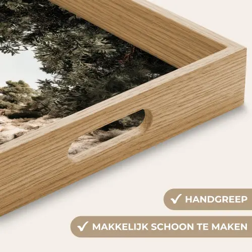 Rotsen - Zee - Boom - Groen Dienblad Rechthoek middel -USP_HandgreepNL