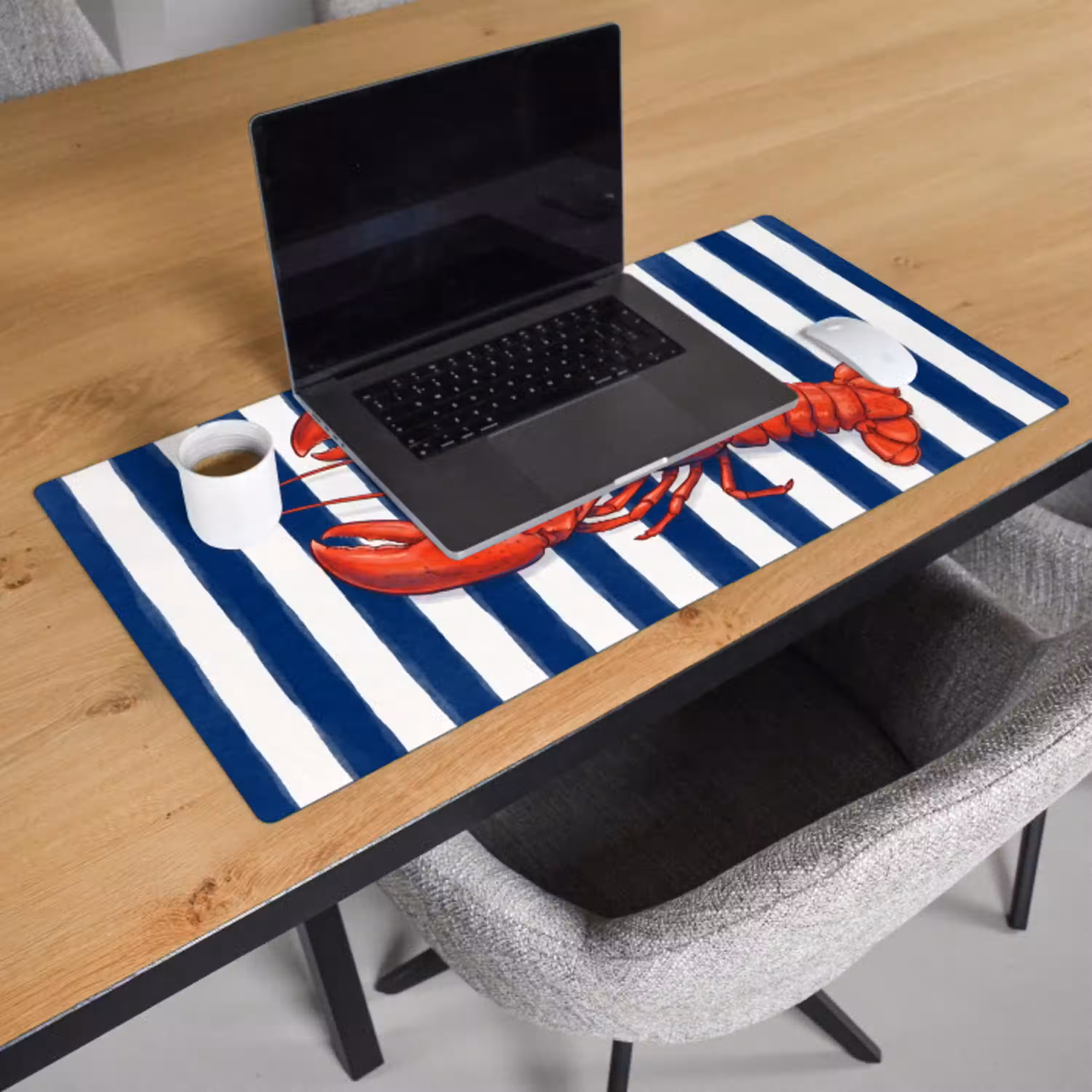 Schaaldier - Kreeft - Marine - Illustratie - Rood Muismat XXL klein -sfeer1