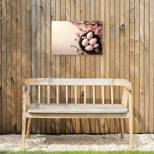 Roze - Bloesems - Eieren Tuinposter op houten frame 2 cm dik klein -sfeer4