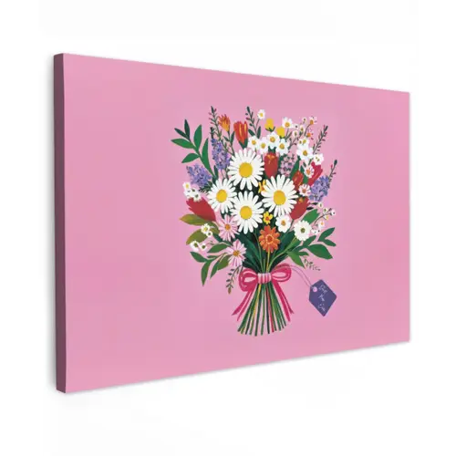 Bloemen - Quote - Kaartje - Kleurrijk Tuinposter op houten frame 2 cm dik klein -3d