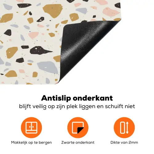 Terrazzo -  Patroon - Neutraal - Zacht - Multi Inductie beschermer vinyl 3mm klein 276 -zzzzzzz-td-onderkant