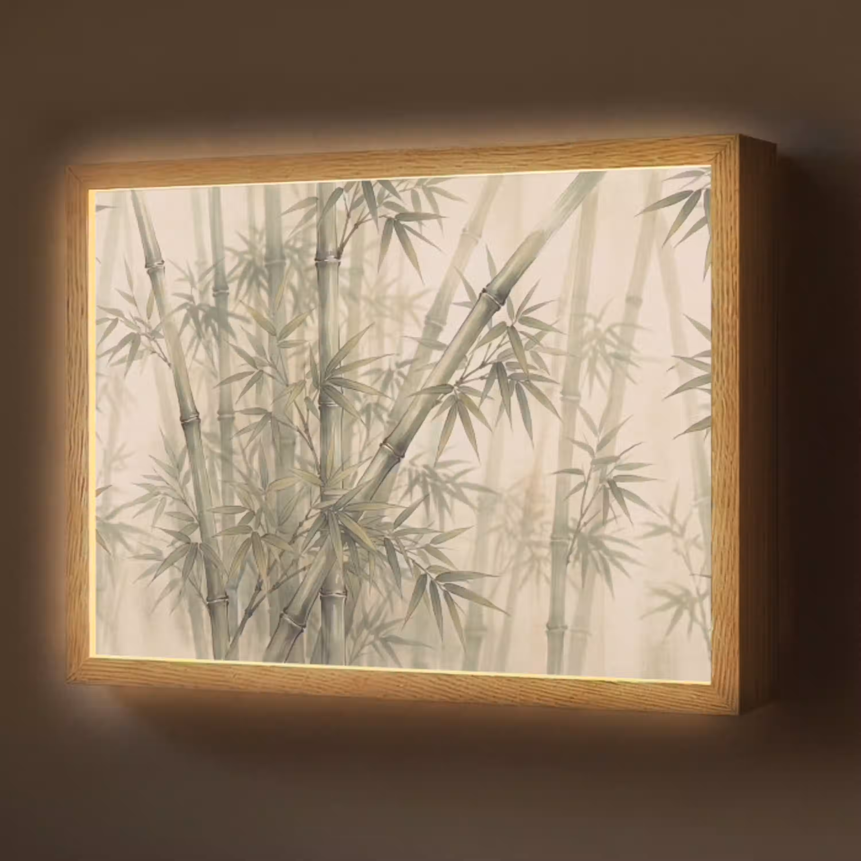 Bamboe - Bladeren - Aziatisch - Groen - Natuur Light Box met batterij (Wandlamp) middel -z3d_website
