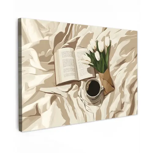 Boek - Illustratie - Tulpen - Koffie canvas 2cm klein -z3d