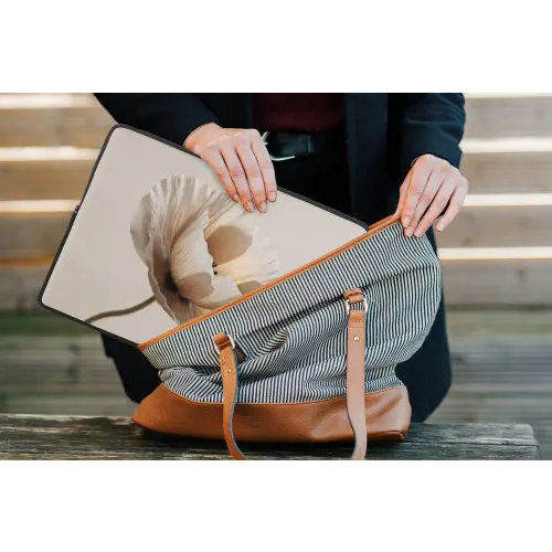Bloem - Beige - Crème laptophoes neopreen klein -tas