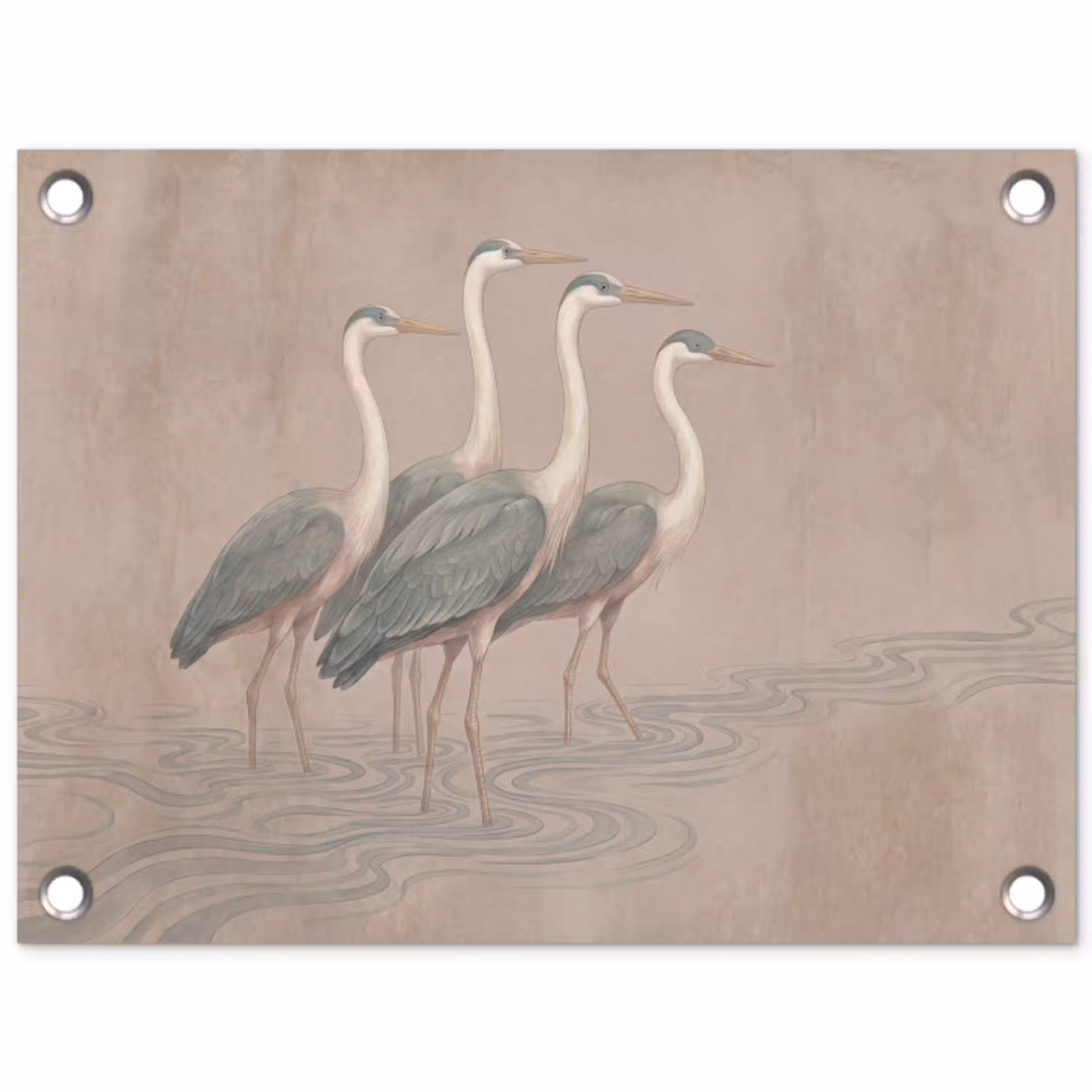 Vogel - Water - Natuur - Vintage tuinposter los doek klein -3d