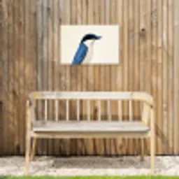 Illustratie - Blauw - Vogel Tuinposter op houten frame 2 cm dik klein -sfeer4