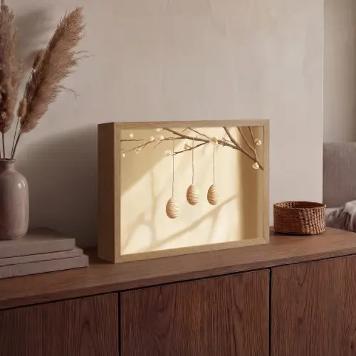 Beige - Paastak - Eieren Light Box met batterij (Wandlamp) middel -sfeer2