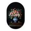 Hout - Vaas - Kleuren - Bloemen Wandcirkel Ovaal Forex klein -3d