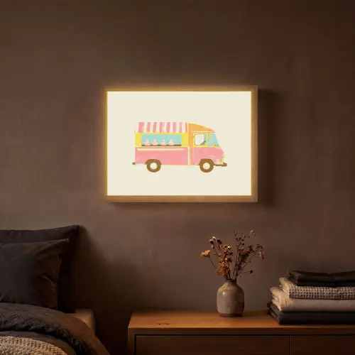 Ijskar - Retro - Softijsjes - Roze Light Box met batterij (Wandlamp) middel -sfeer4