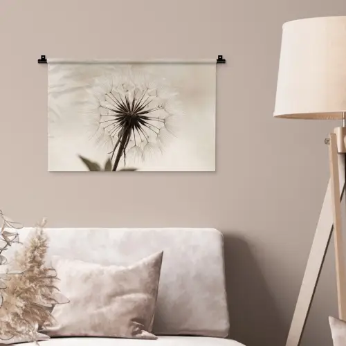 Paardenbloem - Minimalistisch - Wit Wandkleed katoen klein -sfeer4
