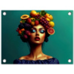 Vrouw - Hoodtooi - Tropisch - Fruit - Druiven tuinposter los doek klein -3d
