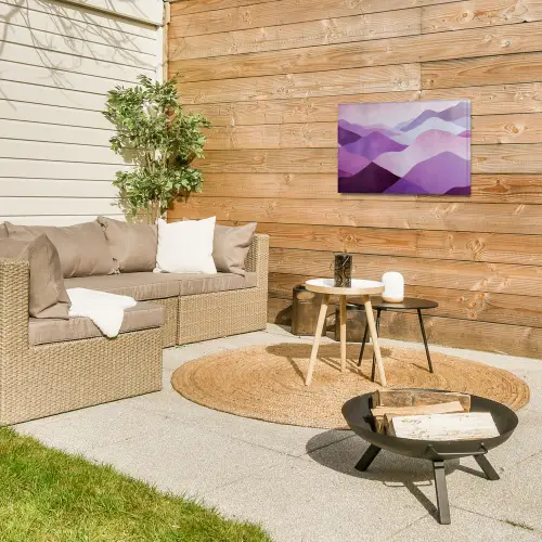 Abstract - Heuvels - Landschap - Paars Tuinposter op houten frame 2 cm dik klein -sfeer2