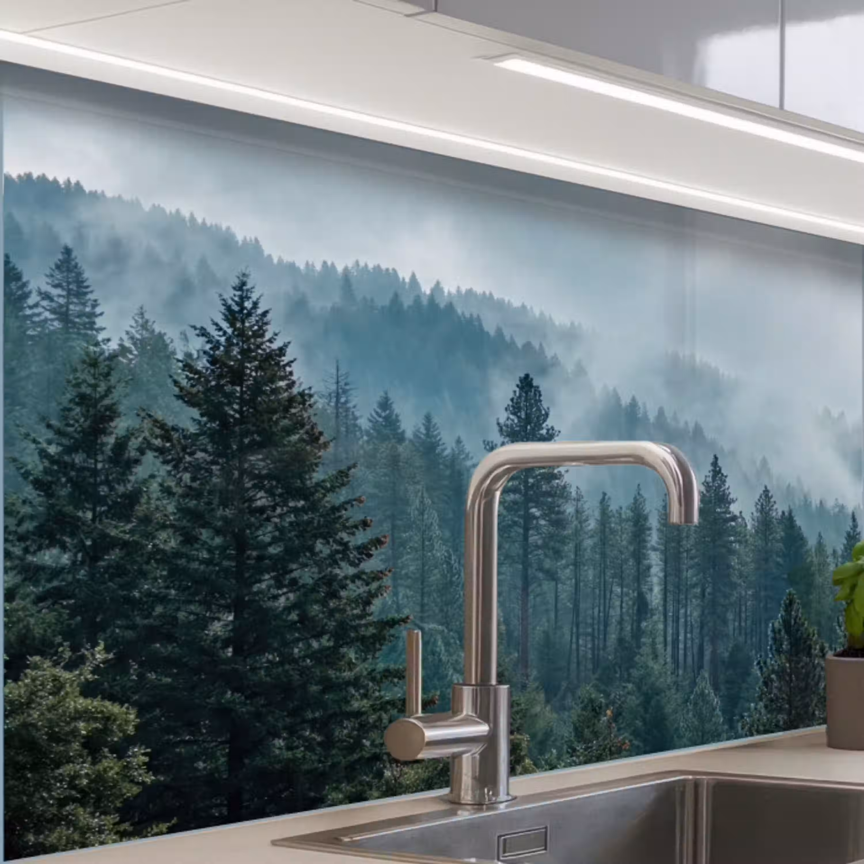Naaldwoud - Bergen - Mist keuken achterwand 2 middel -zzzz3d_schuin