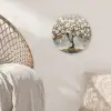 Boom - Bloemen - Wit - Natuur - Kunst Wandcirkel kunststof plaat 5mm dik klein -sfeer5