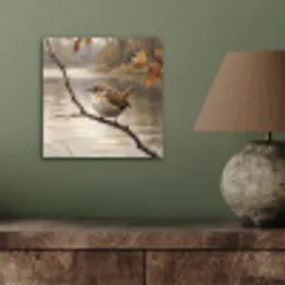Winterkoninkje - Tak - Rivier - Natuur - Sfeervol aluminium wit klein -sfeer2