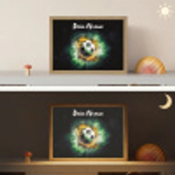 Bal - Voetbal - Groen - Oranje - Rook Light Box met batterij (Wandlamp kind) middel -sfeer3_kind