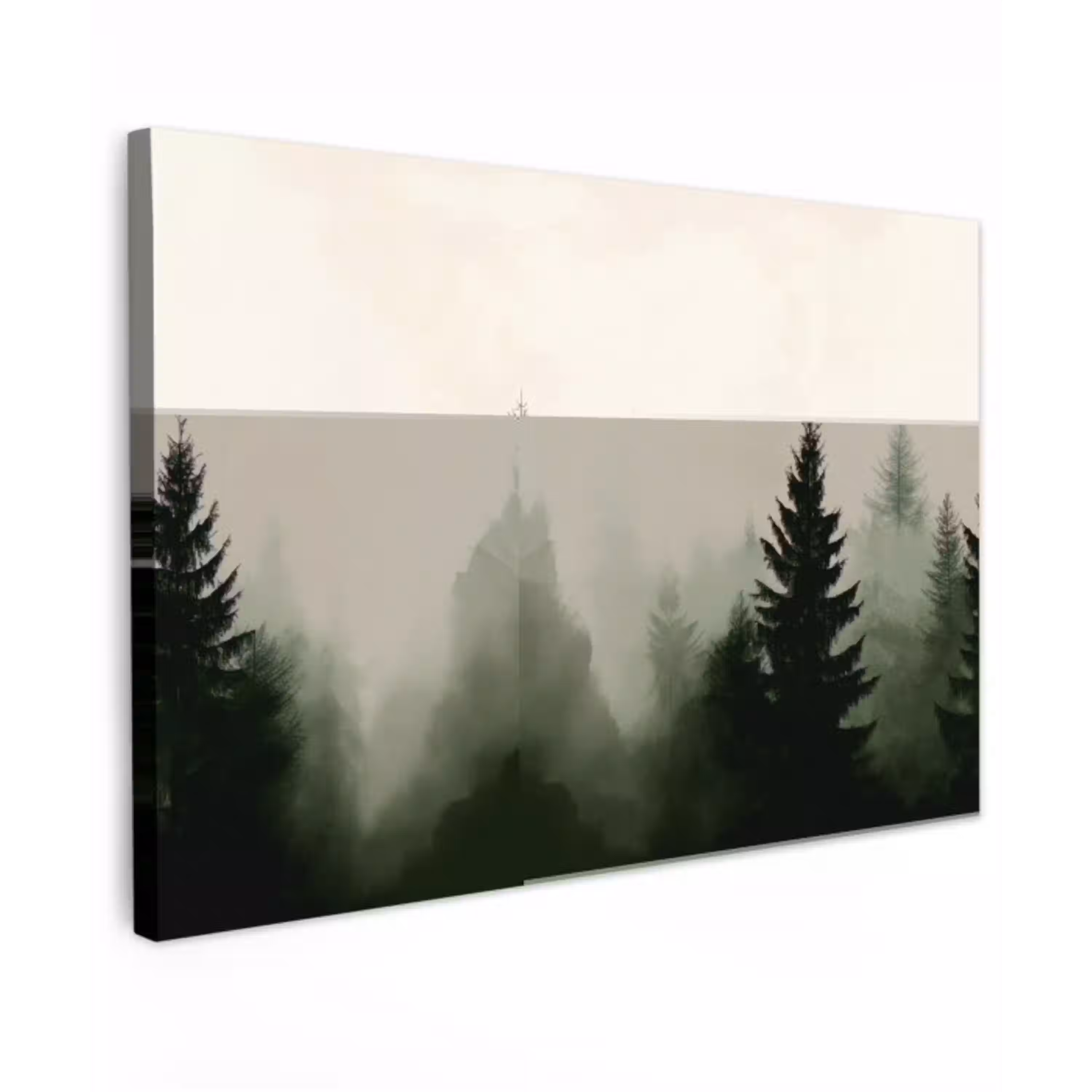 Sparren - Bomen - Groen - Beige canvas 2cm klein -z3d