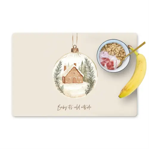 Quote - Winter - Kerst - Beige - Kerstbal Placemat vinyl groot -zzzproduct_Kitchenyeah-website
