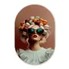 Vrouw - Macarons - Bril Wandcirkel Ovaal Forex klein -3d
