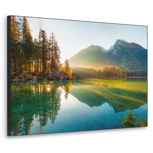Meer - Bos - Bergen - Natuur - Zon - Landschap Textielframe - compleet frame klein -3d