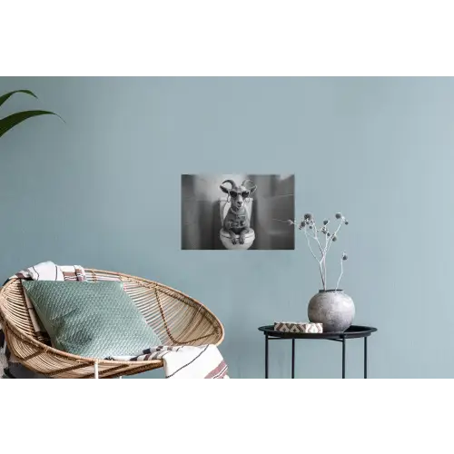 Geit - Telefoon - Toilet - Zwart - Wit Muursticker klein -plant