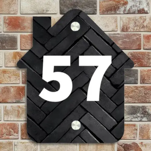 Zwarte tegels - Traditioneel Naambord Huisje klein -sfeer6