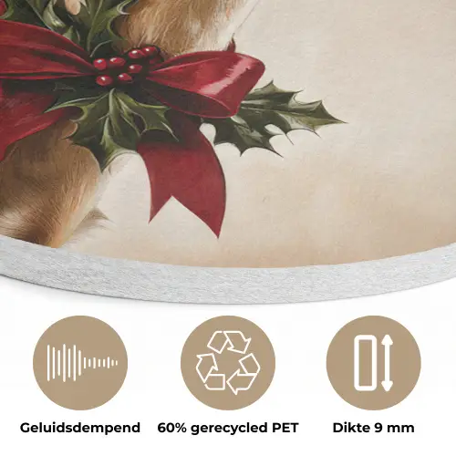 Gewei - Kerst - Rendier - Rood Akoestische PET Vilt - Rond klein -closeup_NL