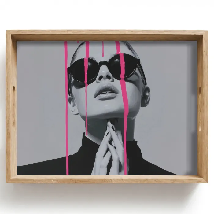 Portret - Vrouw - Zonnebril - Verfdruppels Dienblad Rechthoek middel -z3d_shopping