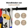 Bloemen - Bladeren - Abstract - Zwart Wandkleed katoen klein -sfeer2