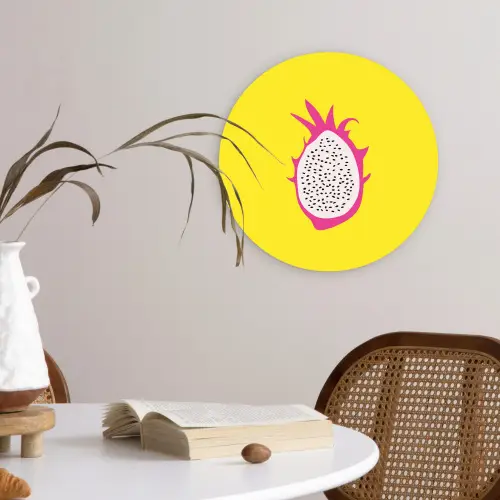 Illustratie - Drakenvrucht - Kleurrijk Wandcirkel kunststof plaat 5mm dik klein -sfeer4