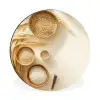 Granen - Hout - Kom - Beige Wandcirkel aluminium klein -3d