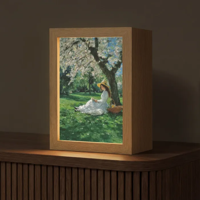 Vrouw - Boom - Boek - Mandje Light Box met kabel (Tafellamp) klein -z3d_website