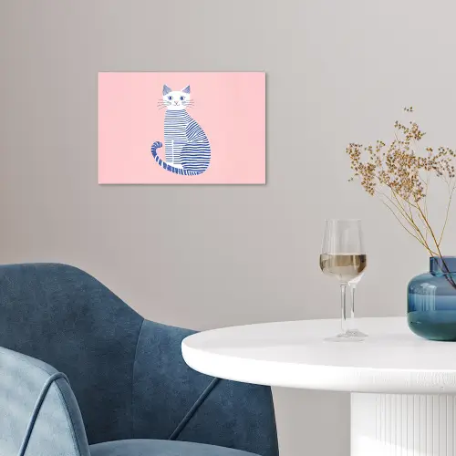 Kat - Illustratie - Minimalistisch - Roze poster papier klein -sfeer3