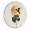 Zwarte kolibrie - Bloem - Gouden cirkel Akoestische PET Vilt - Rond klein -3d