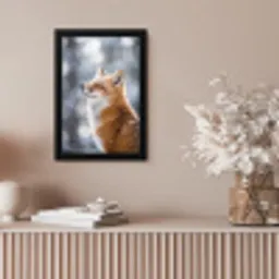 Vos - Sneeuwval - Portret - Winter - Sfeervol fotolijst zwart zonder passe partout klein -sfeer5