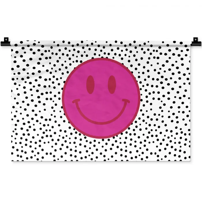 Smiley - Roze - Stippen Wandkleed katoen klein -zz3d