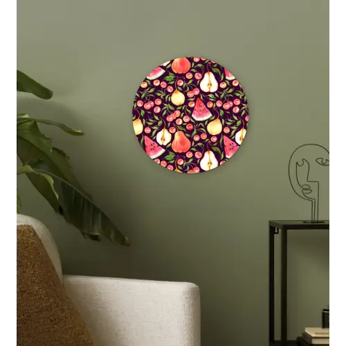 Donker - Bladeren - Fruit - Patroon Wandcirkel kunststof plaat 5mm dik klein 188 -sfeer3