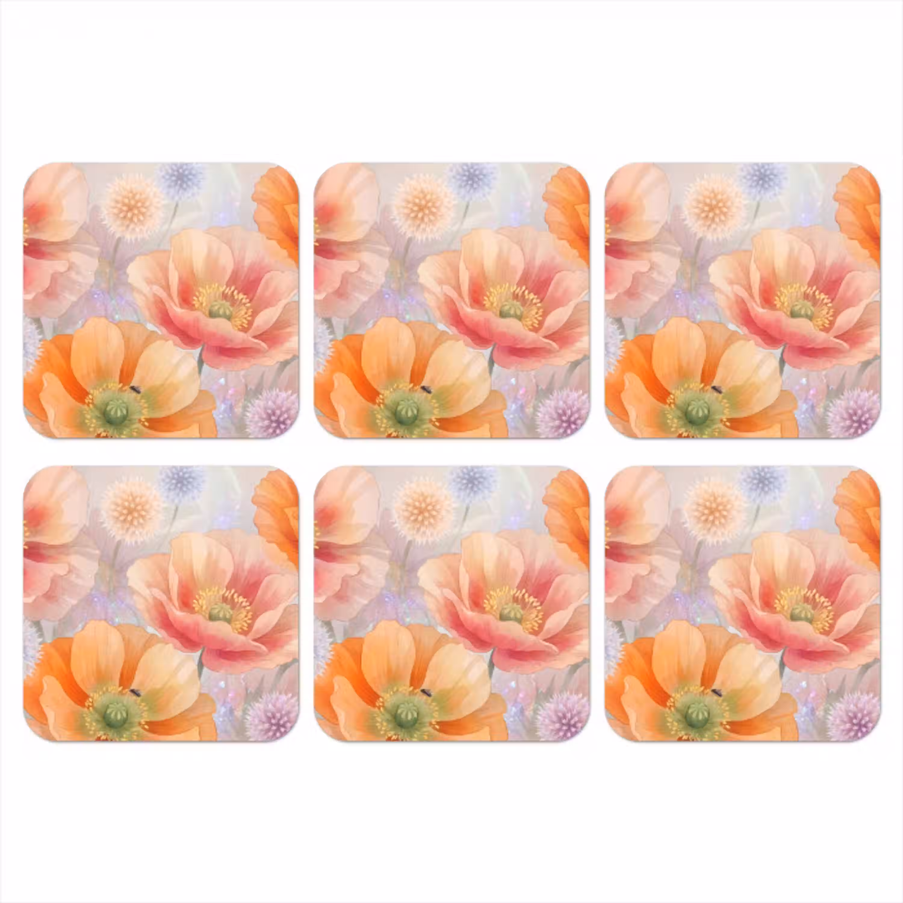Bloemen - Aquarel - Natuur - Modern - Kleurrijk onderzetter kurk middel -3d