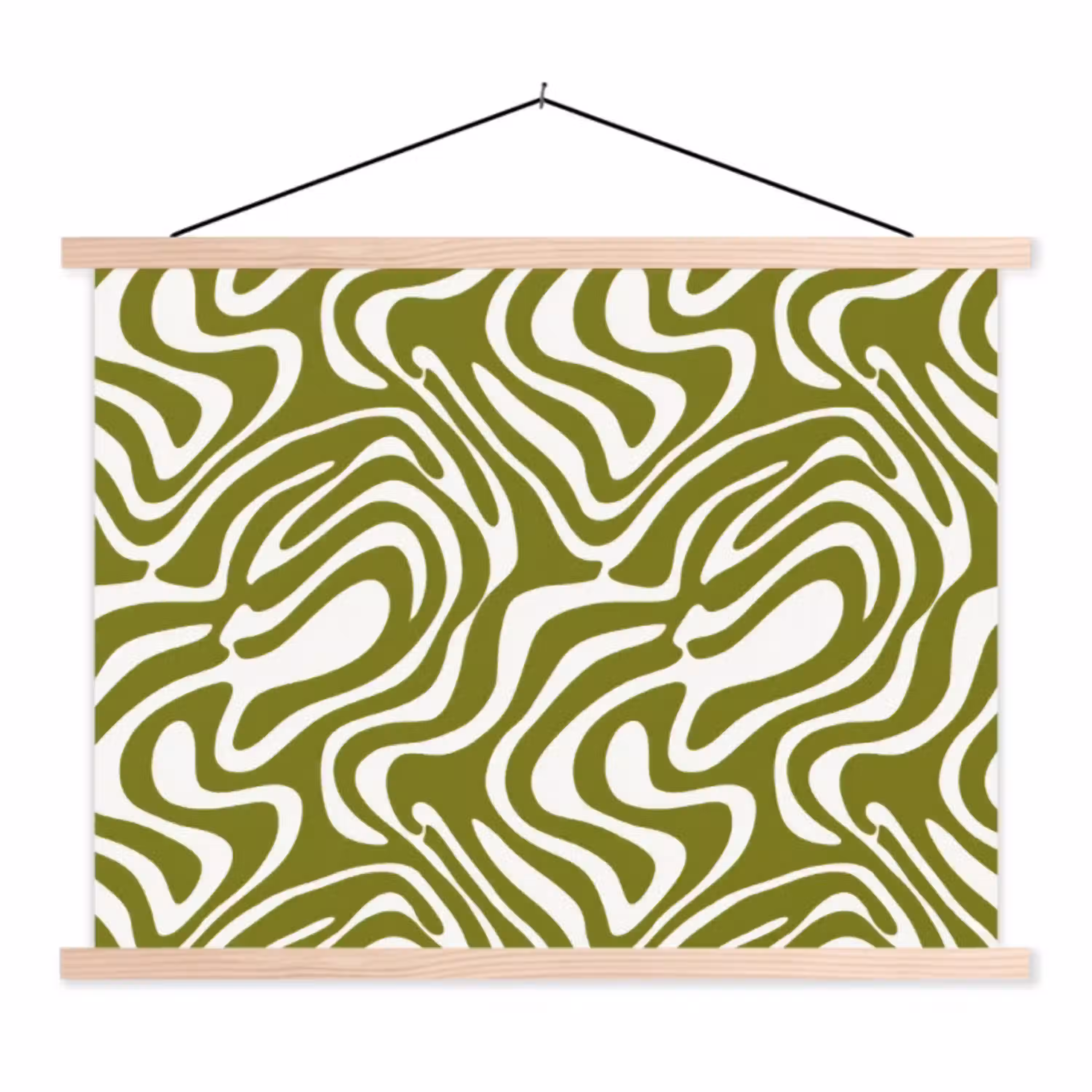 Lijnpatroon - Groen - Organisch textielposter latten blank klein 122 -3d