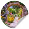 Doorkijk - Bloemen - Pad - Natuur Wandcirkel behangsticker klein -3d